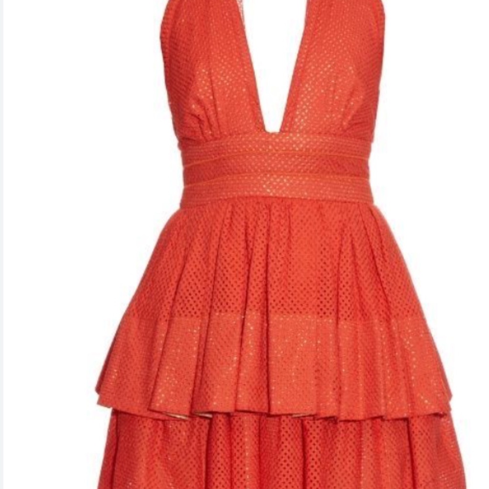 Sophie Theallet orange red ruffle mini dress